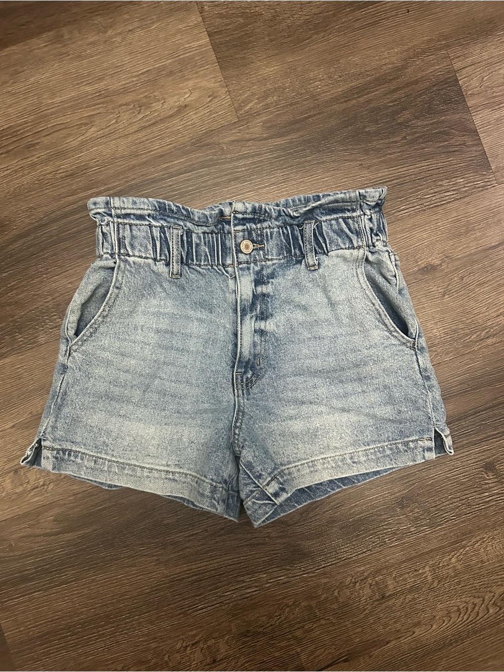 KanCan Light Wash Paperbag Denim Shorts